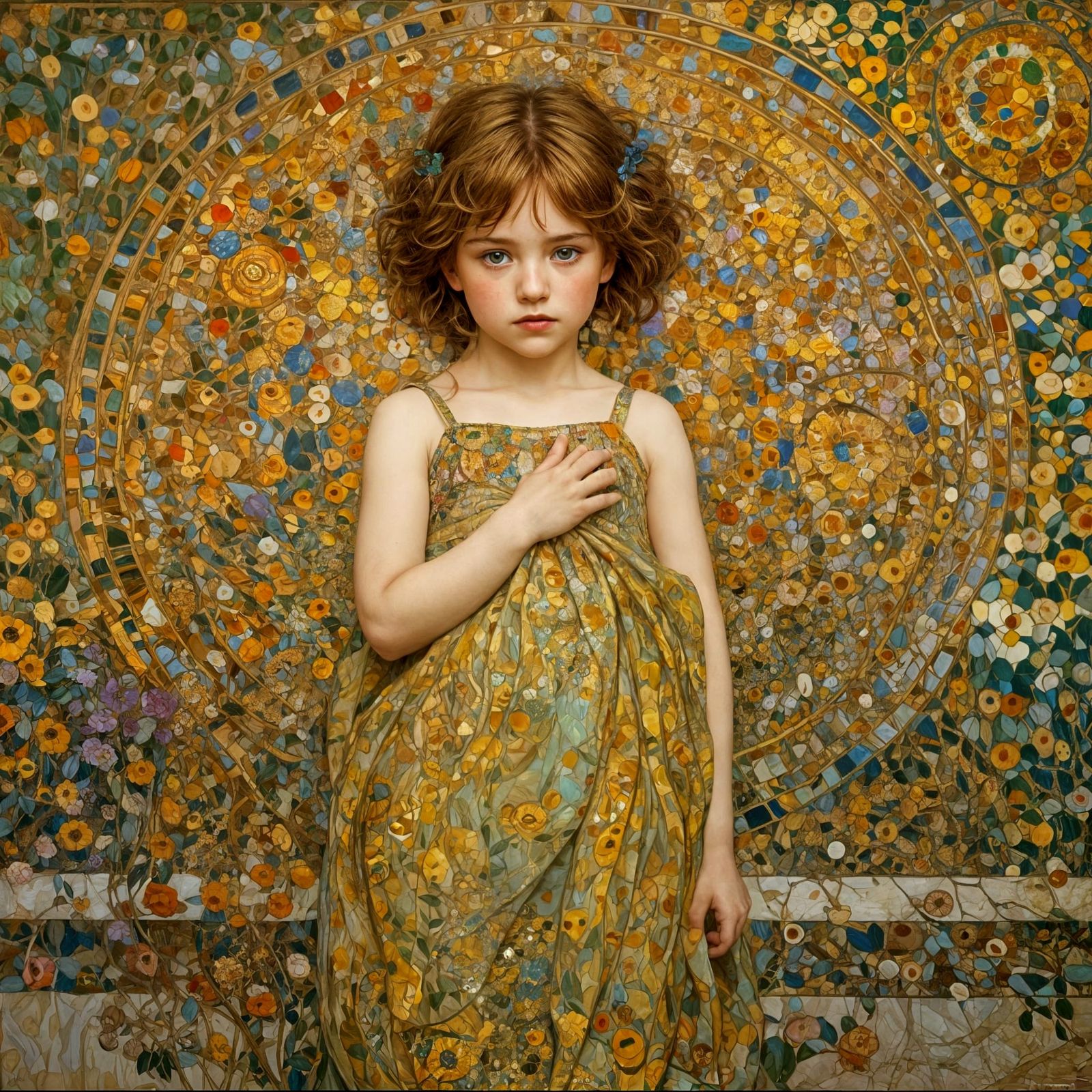 Child Portrait in Art Nouveau Style