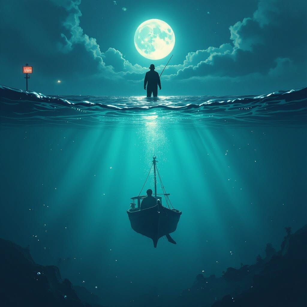 Ethereal Underwater Scene off Coney Island in Dreamy Style