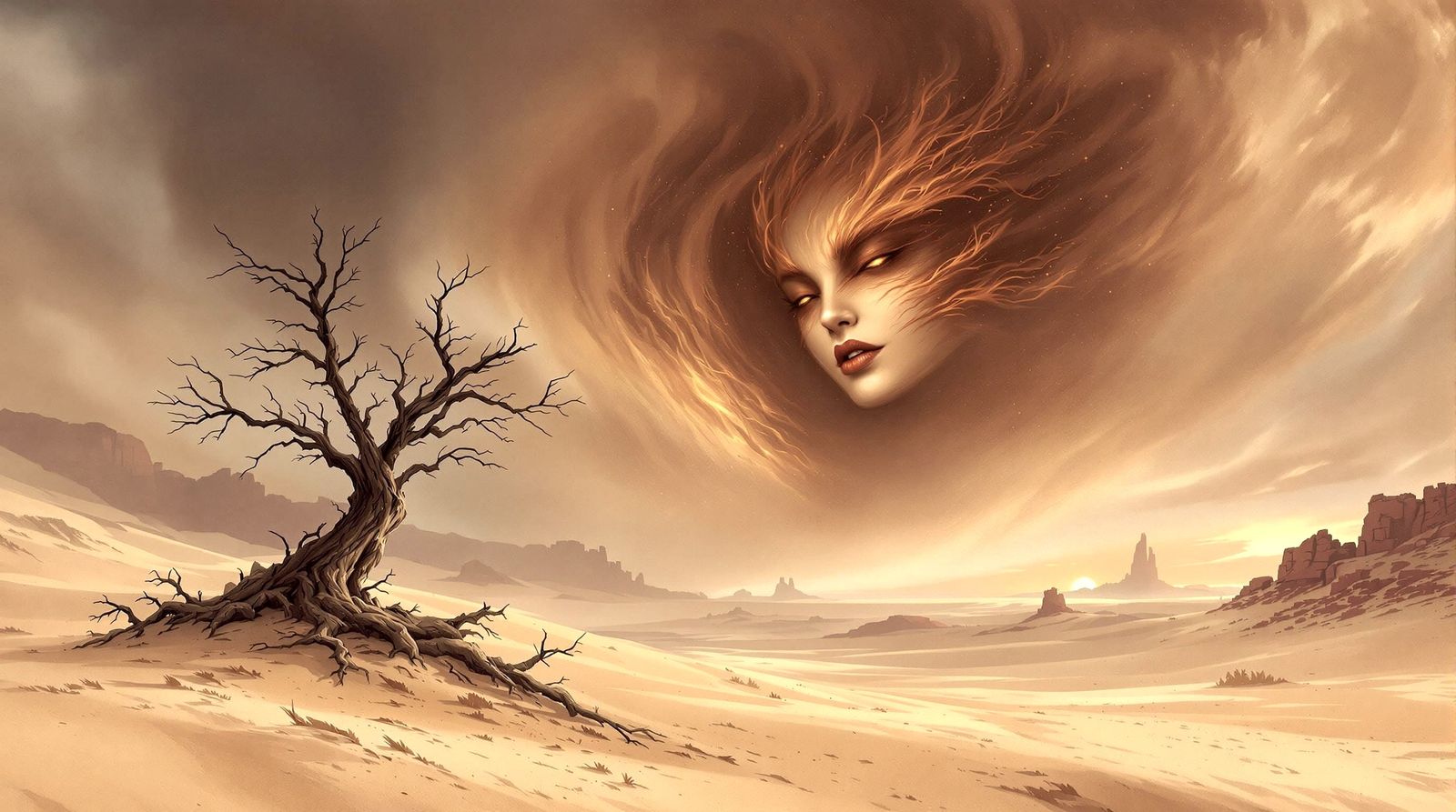 Desert Sandstorm: Wet-on-Wet Watercolor Fantasy