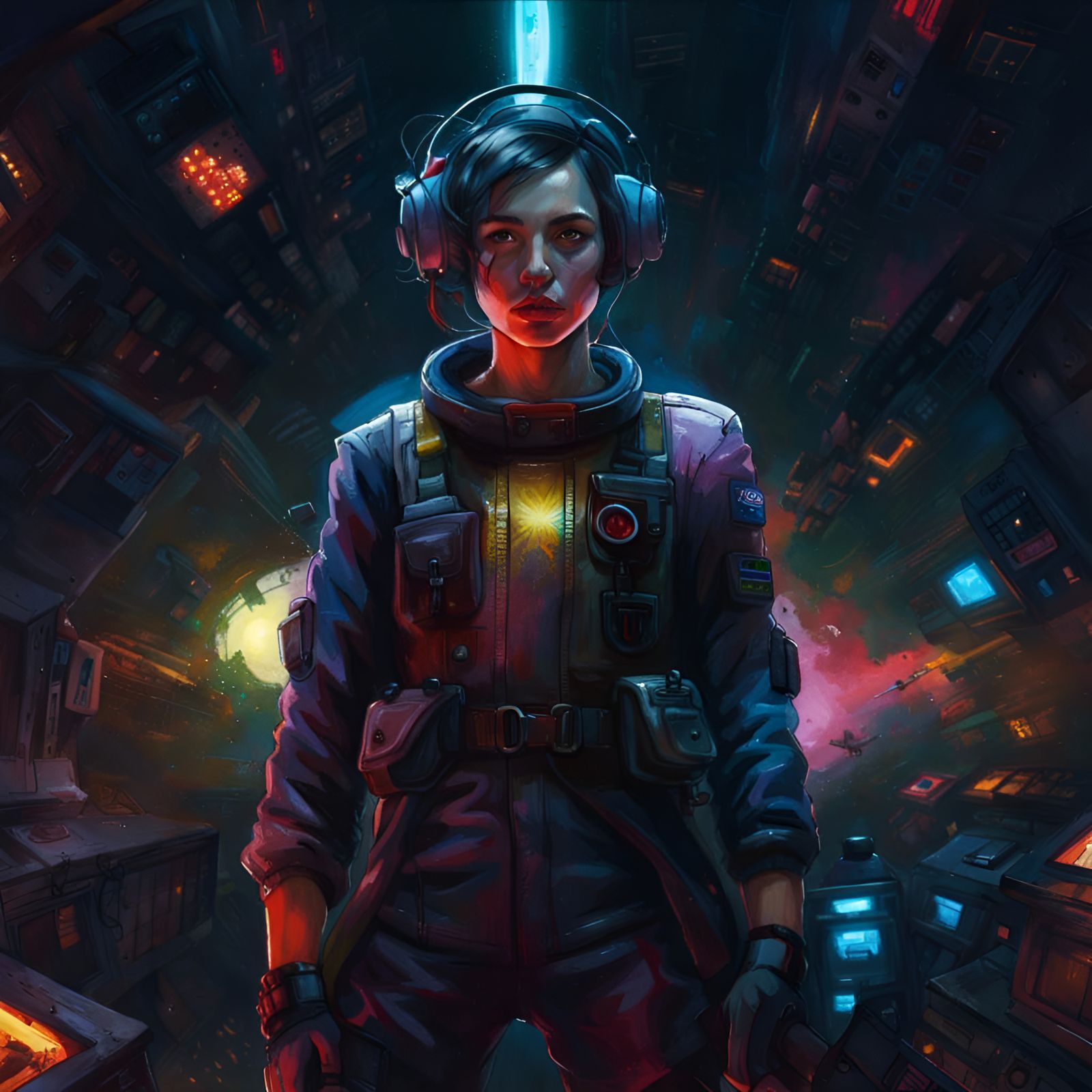 Hyperdetailed Atompunk Pilot in Retro-Futuristic Style