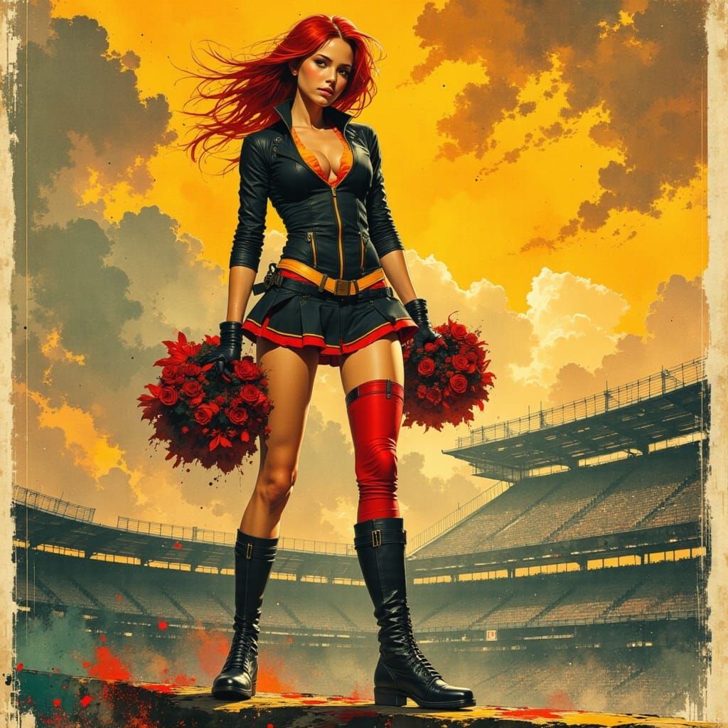Tanya Roberts as Black Widow Cheerleader in Stadium