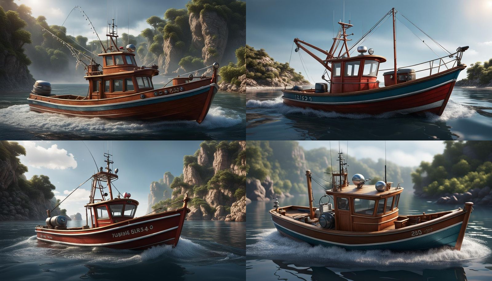 Fishing Boat in a Bubble: Photorealistic Digital Art