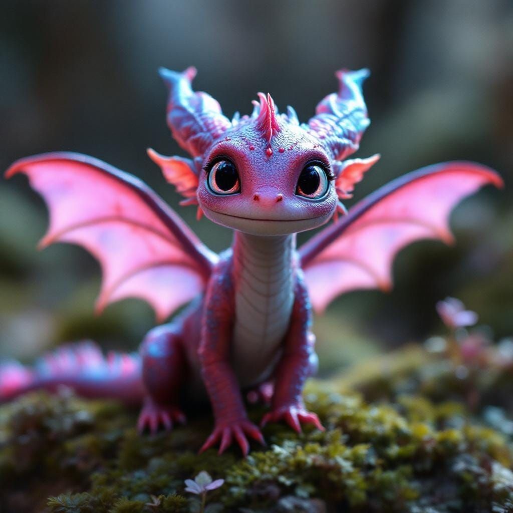 Iridescent Baby Dragon Ready for Takeoff