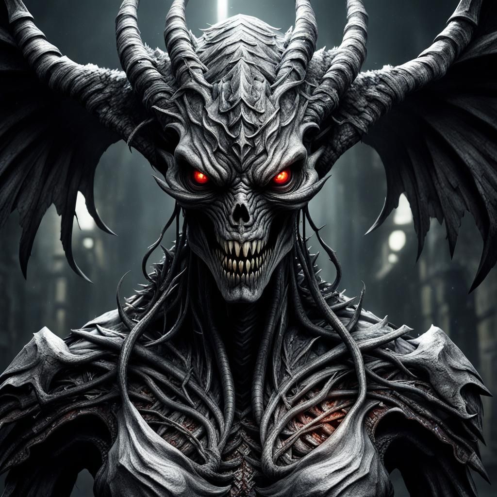 Photorealistic Fallen Angel in Desert Blizzard