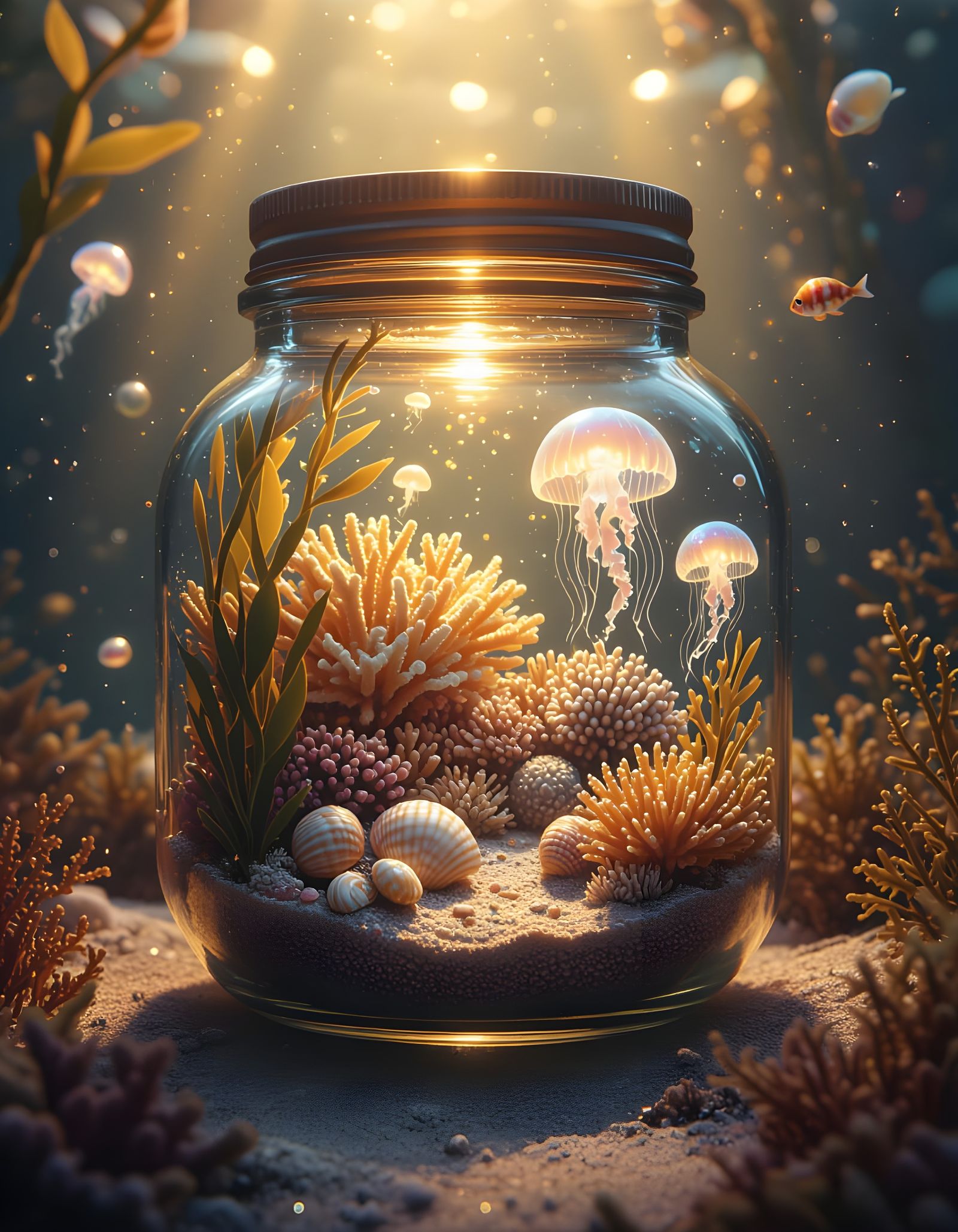 Underwater Kingdom Hidden in Glass Jar