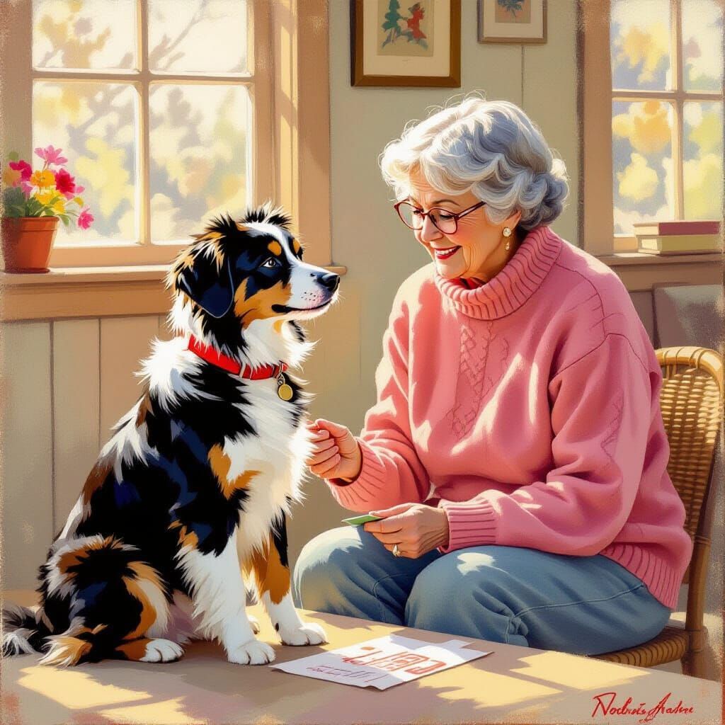 Show Dog Learns New Trick: Rockwell-Inspired Scene