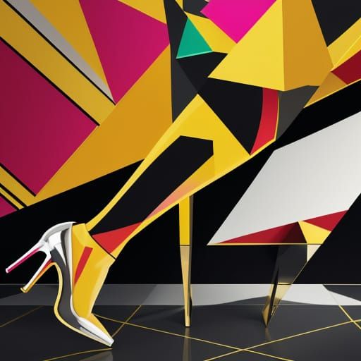 Angular Cubist Stiletto Pump Shoe Art