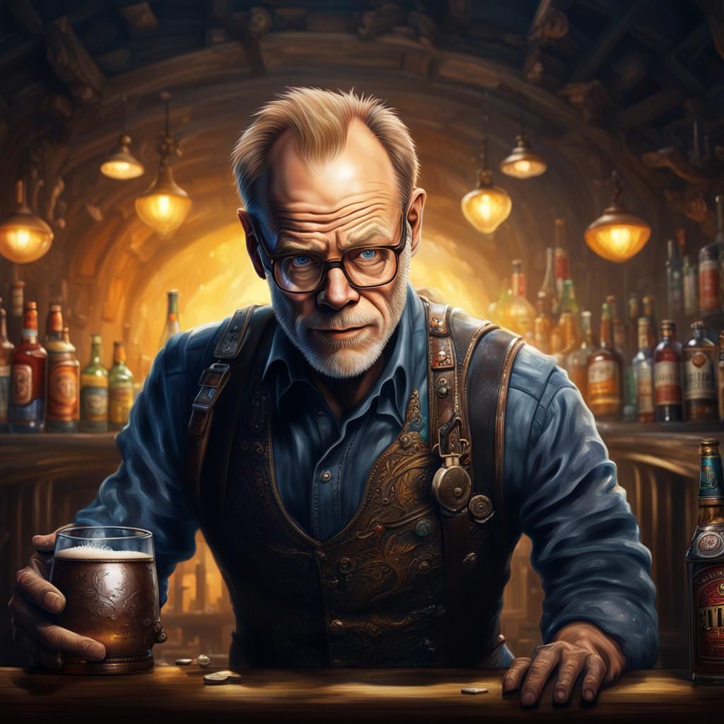 Alton Brown as Fantasy Bartender in Digital Art