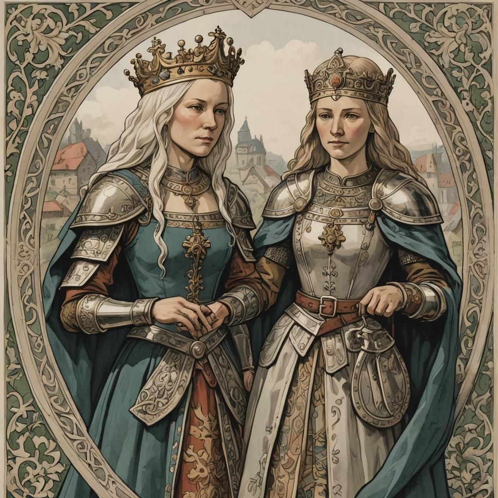 Fantasy Art Portrait: Woman, Clock, and Sunset