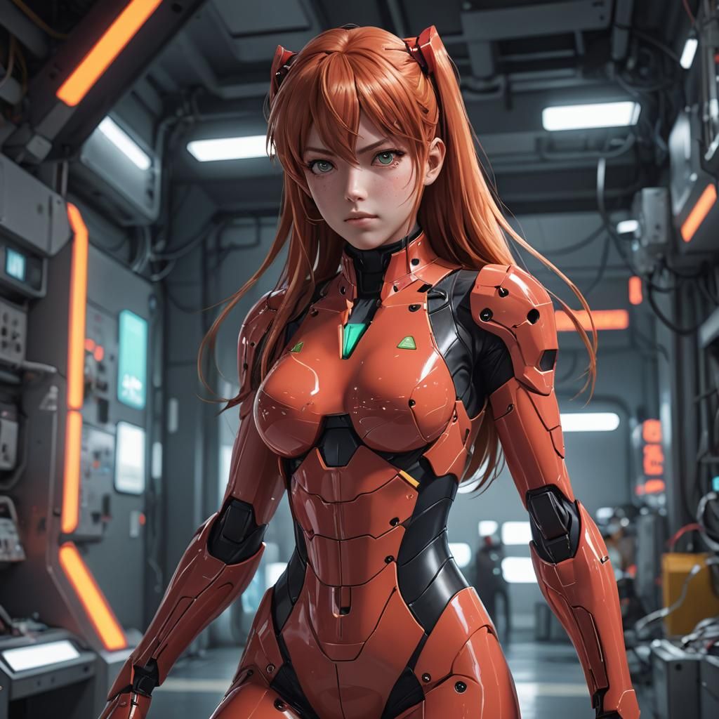 Asuka Langley Sohryu in Plug Suit: 3D Anime Art