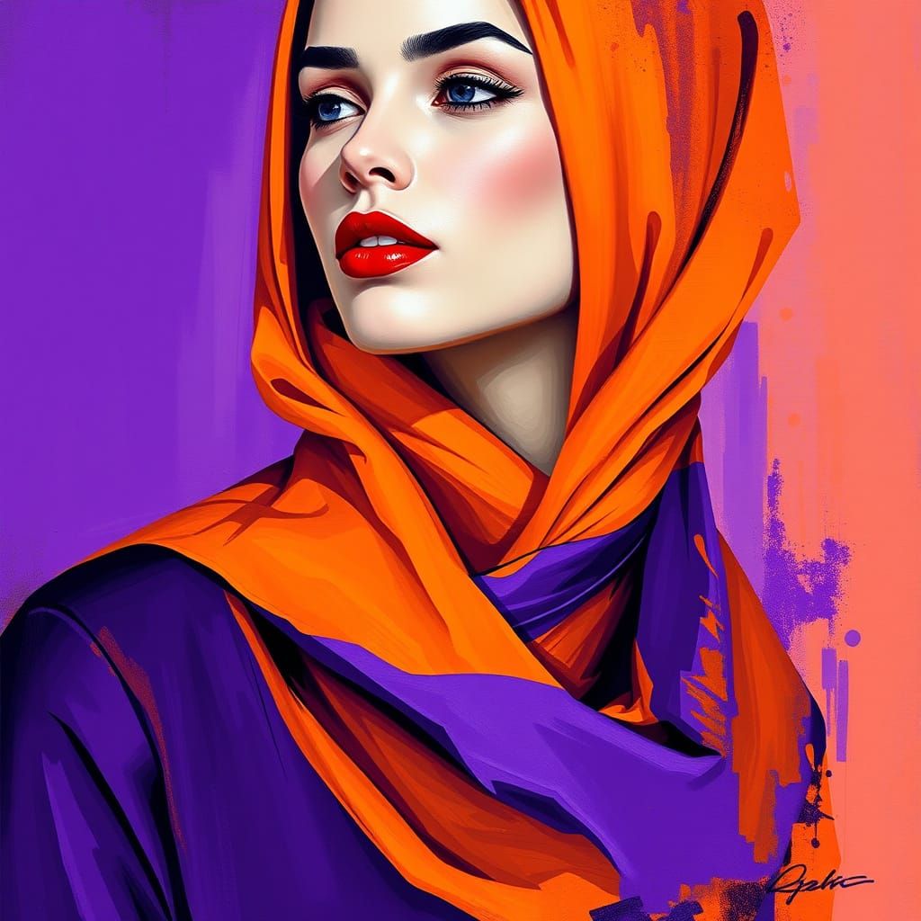 Woman in Vibrant Abstraction