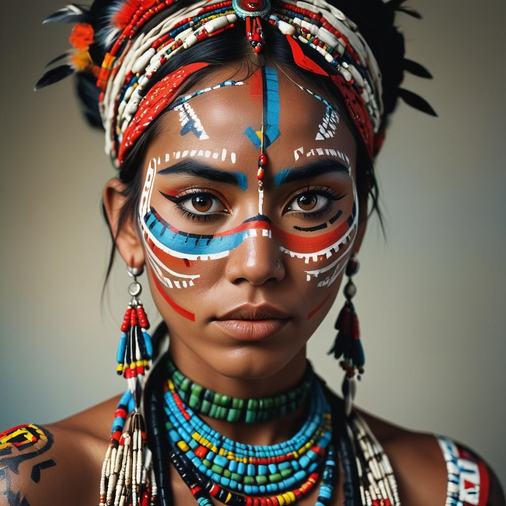 Tribal young pretty woman portrait