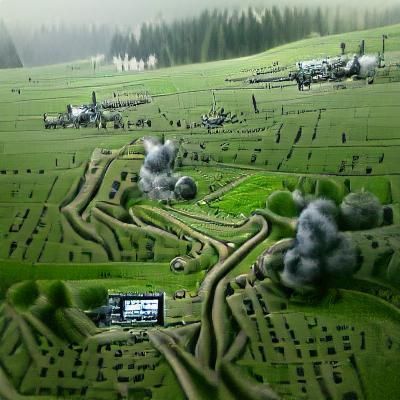 Detailed Matte Painting of a World War 2 Battlefield