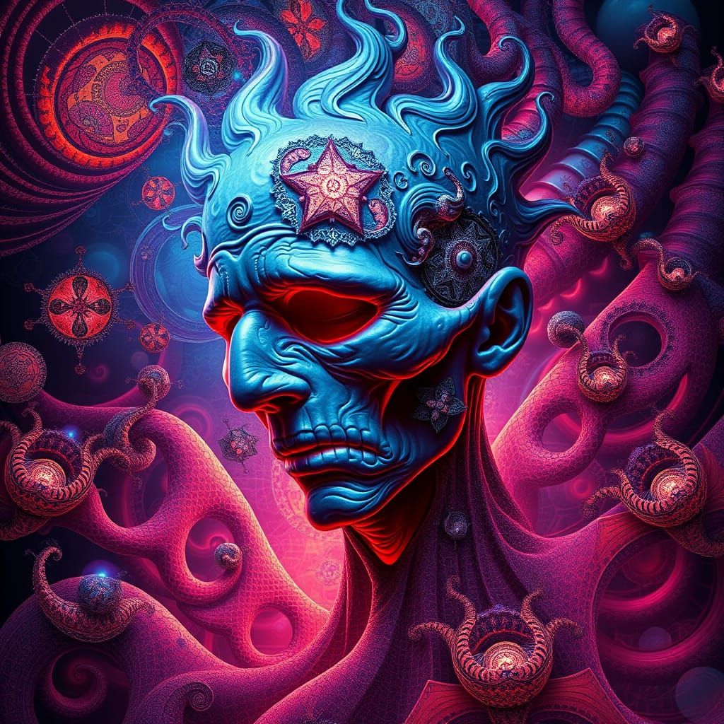 Soul Emancipated by Cosmic Fractals in Neo-Noir Digital Art