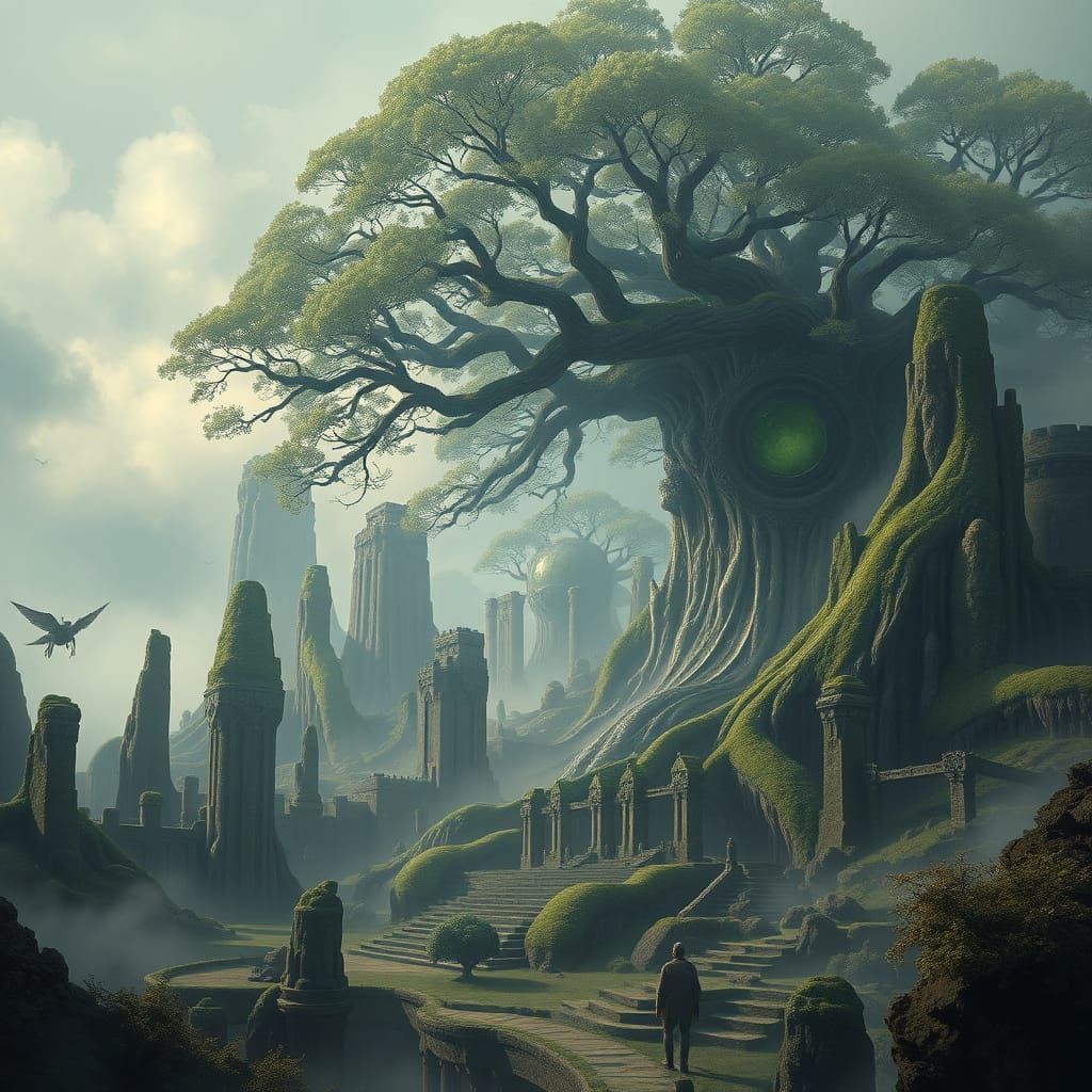 Epic Ancient Tree Landscape in Digital Matte Painting