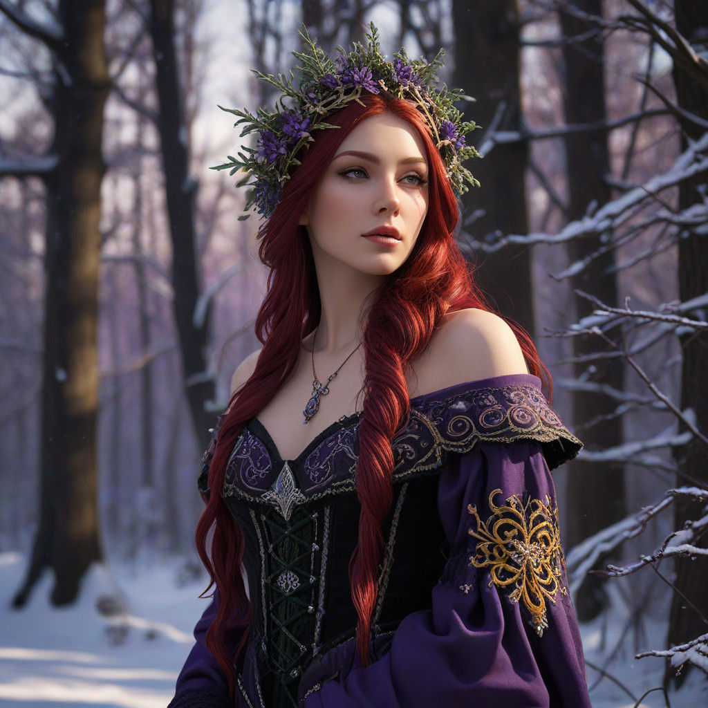 Majestic Dark Fantasy Fae in Christmas Attire, a Stunning Ma...