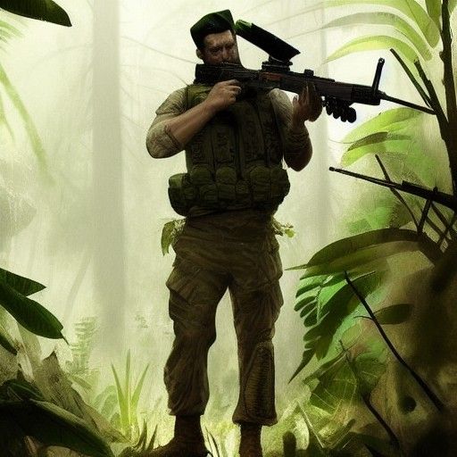 Modern Soldier in Jungle, Sinister Photo