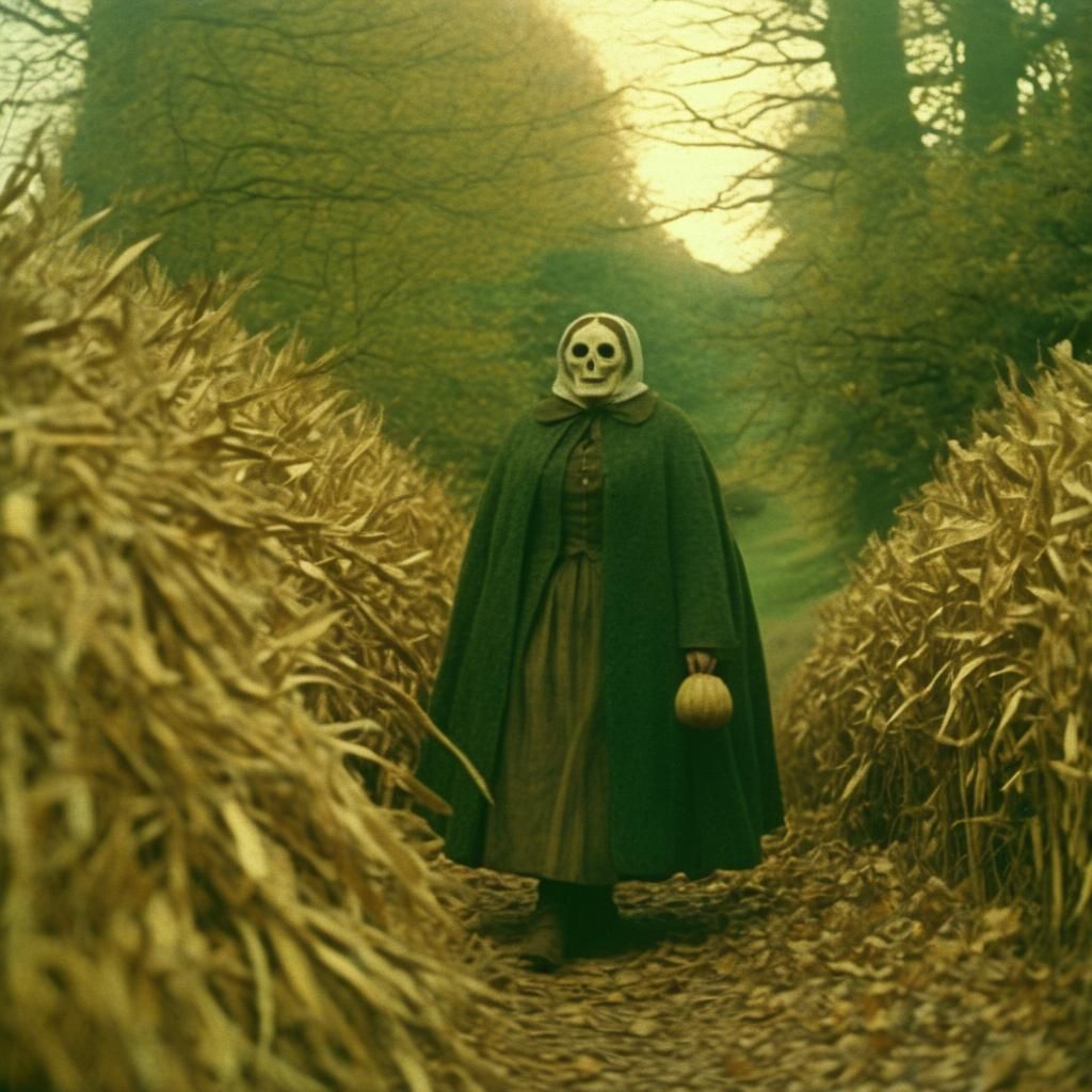 Eerie Folk Horror Scene in 1970s Style