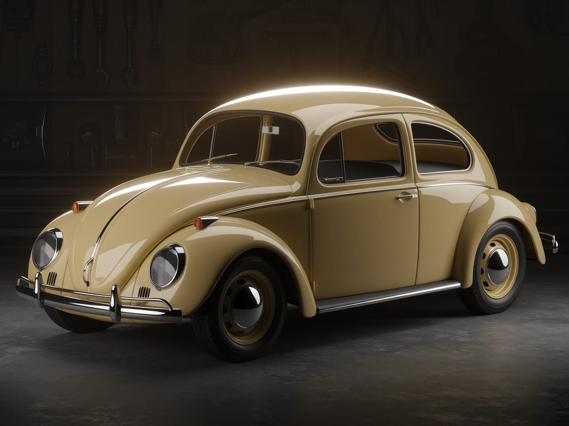 Timeless 1940s Compact Car in Warm, Inviting Glow