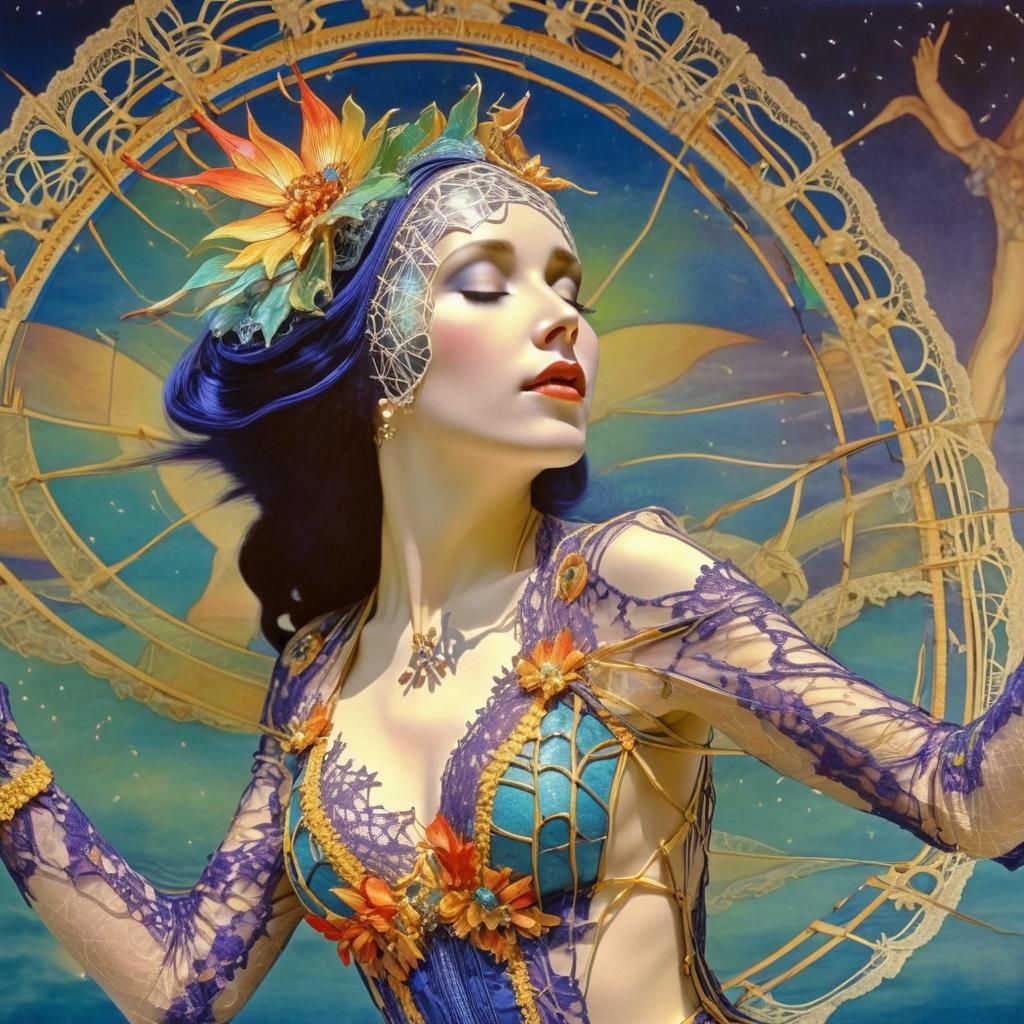 Figure Dancing in Polychrome Threads: Deco Nouveau Art