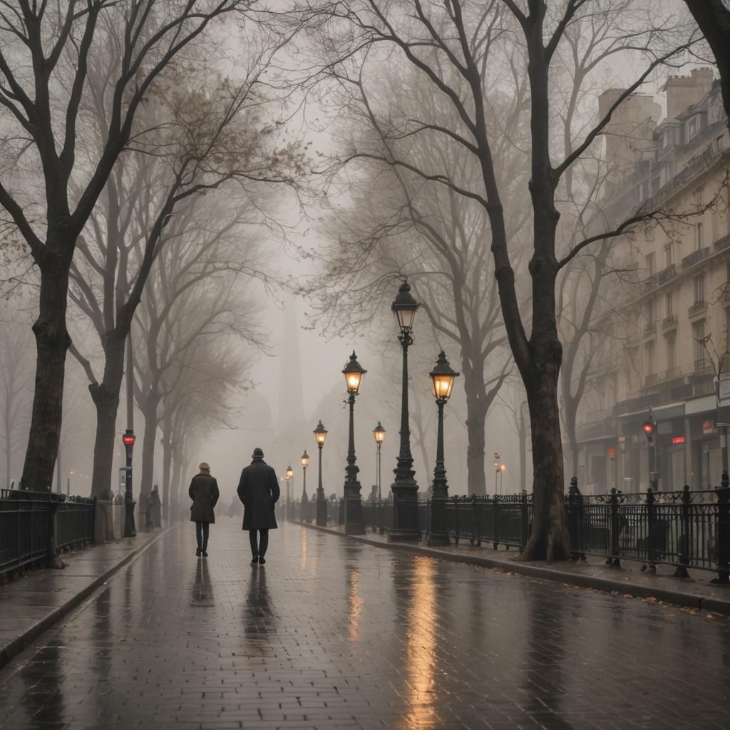 Foggy Paris Scene in Piranesi Style