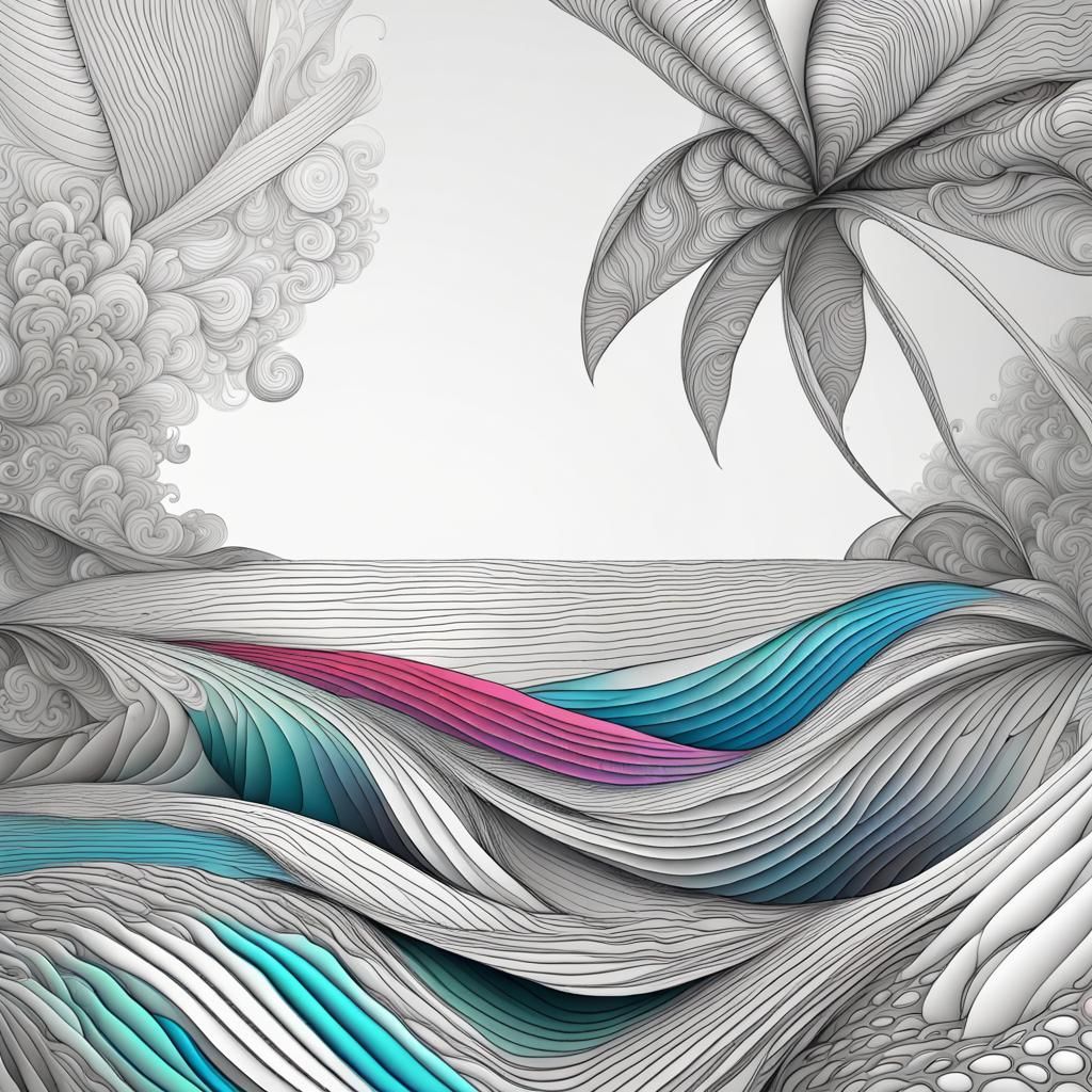 Abstract Tropical Beach with Fractal Design