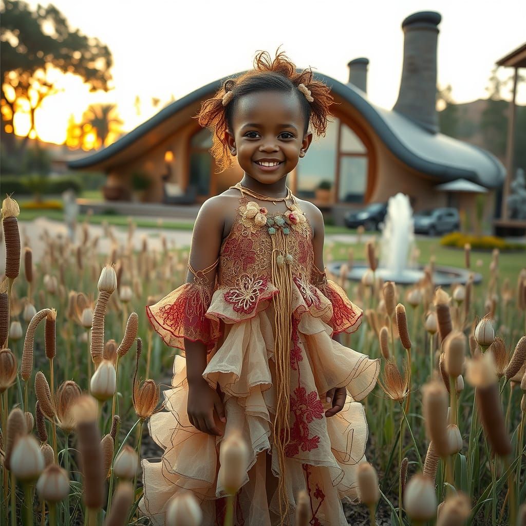 Surreal Child Model in Extravagant Dress