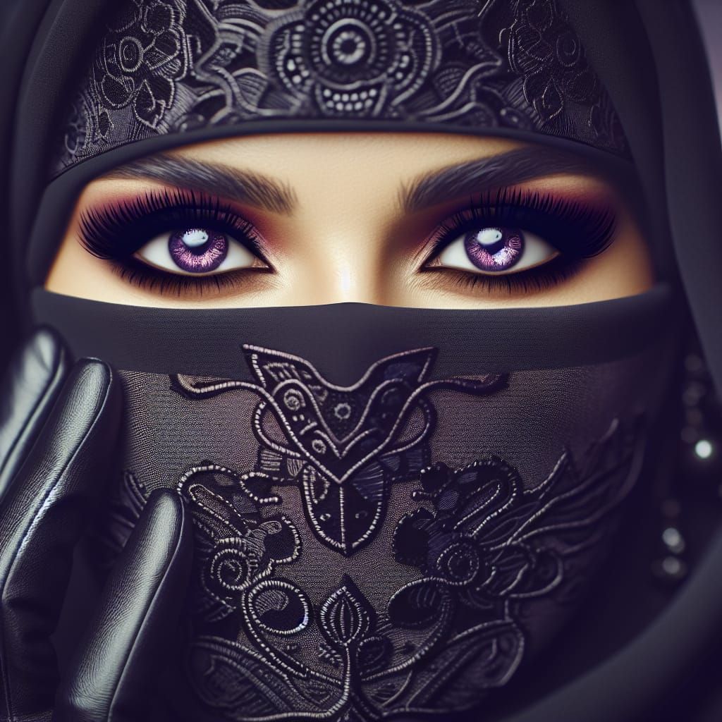 Woman in Niqab with Purple Eyes