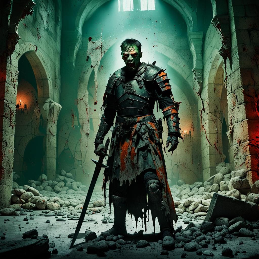 Zombie Warrior in Dark Fantasy Art Style
