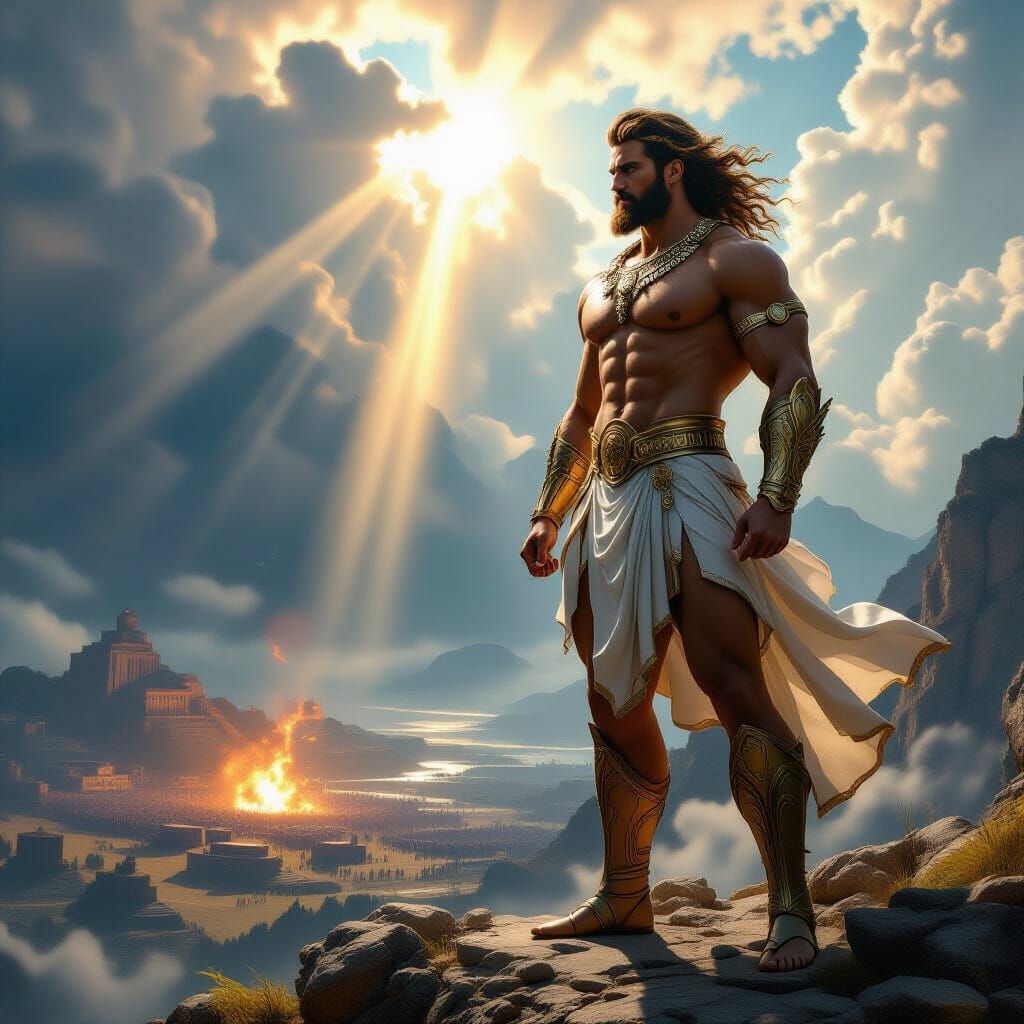 Celestial Being Overlooks Ancient Battlefield