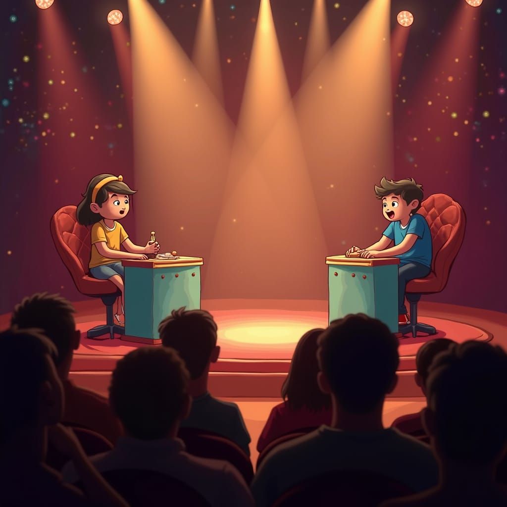 Exciting Game Show Scene in Digital Art Style