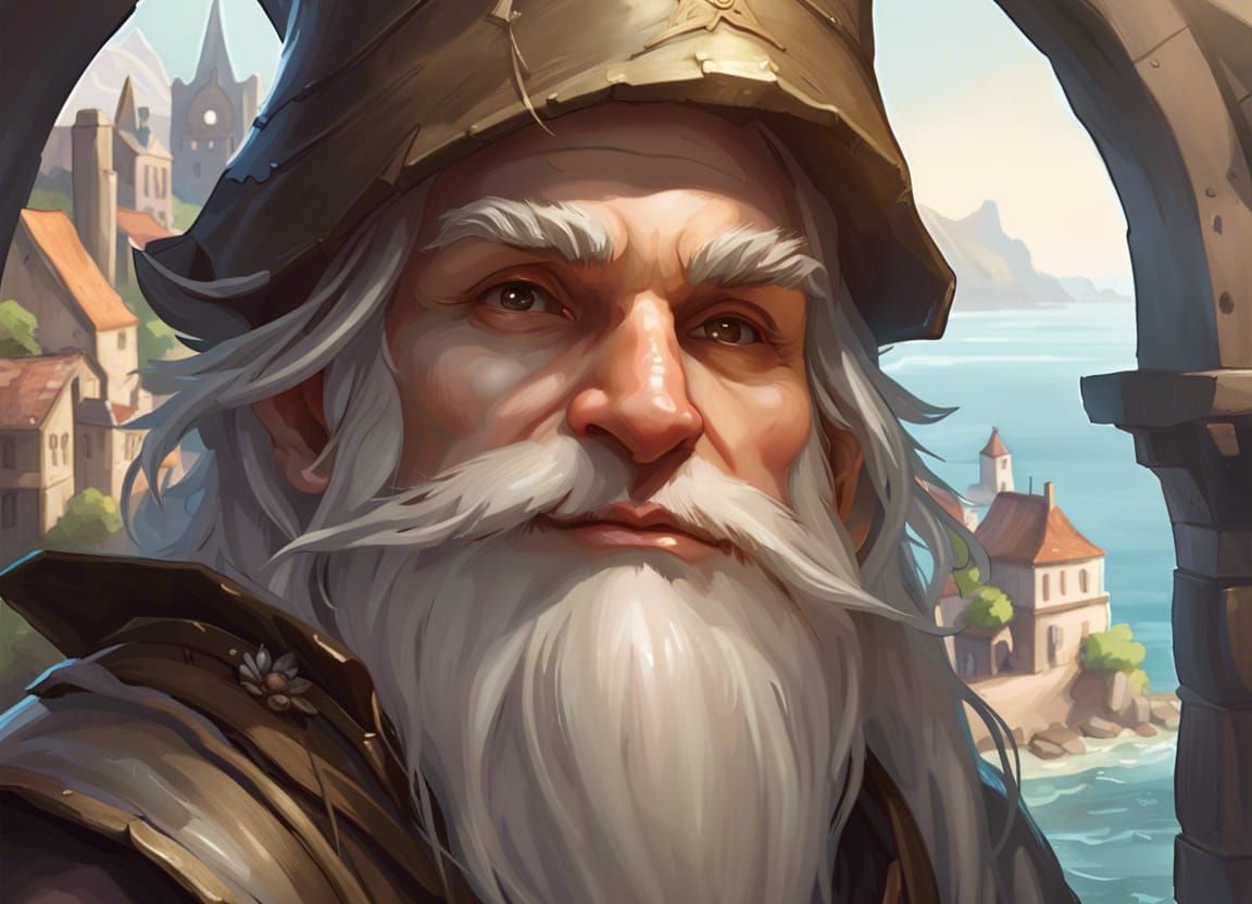 Coastal Gnome Artificer in Fantasy Port Village