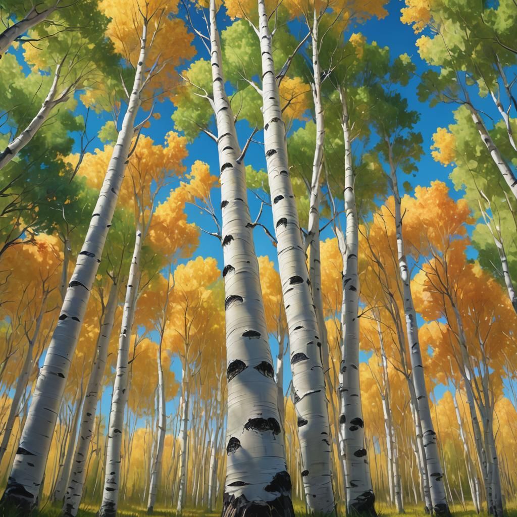 Aspen Forest Meadow in Detailed Matte Painting Style