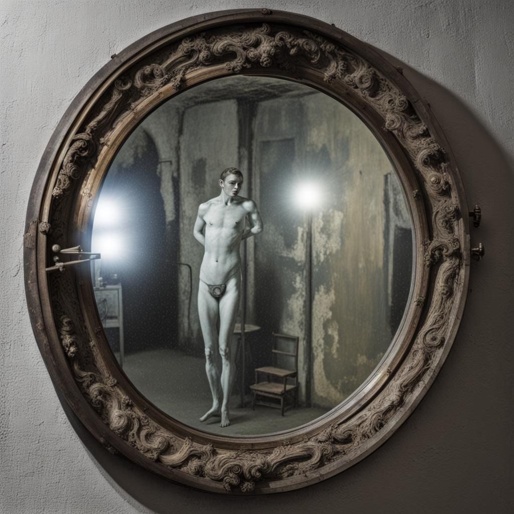 Mysterious Antique Mirror Reflecting Phantom Figures