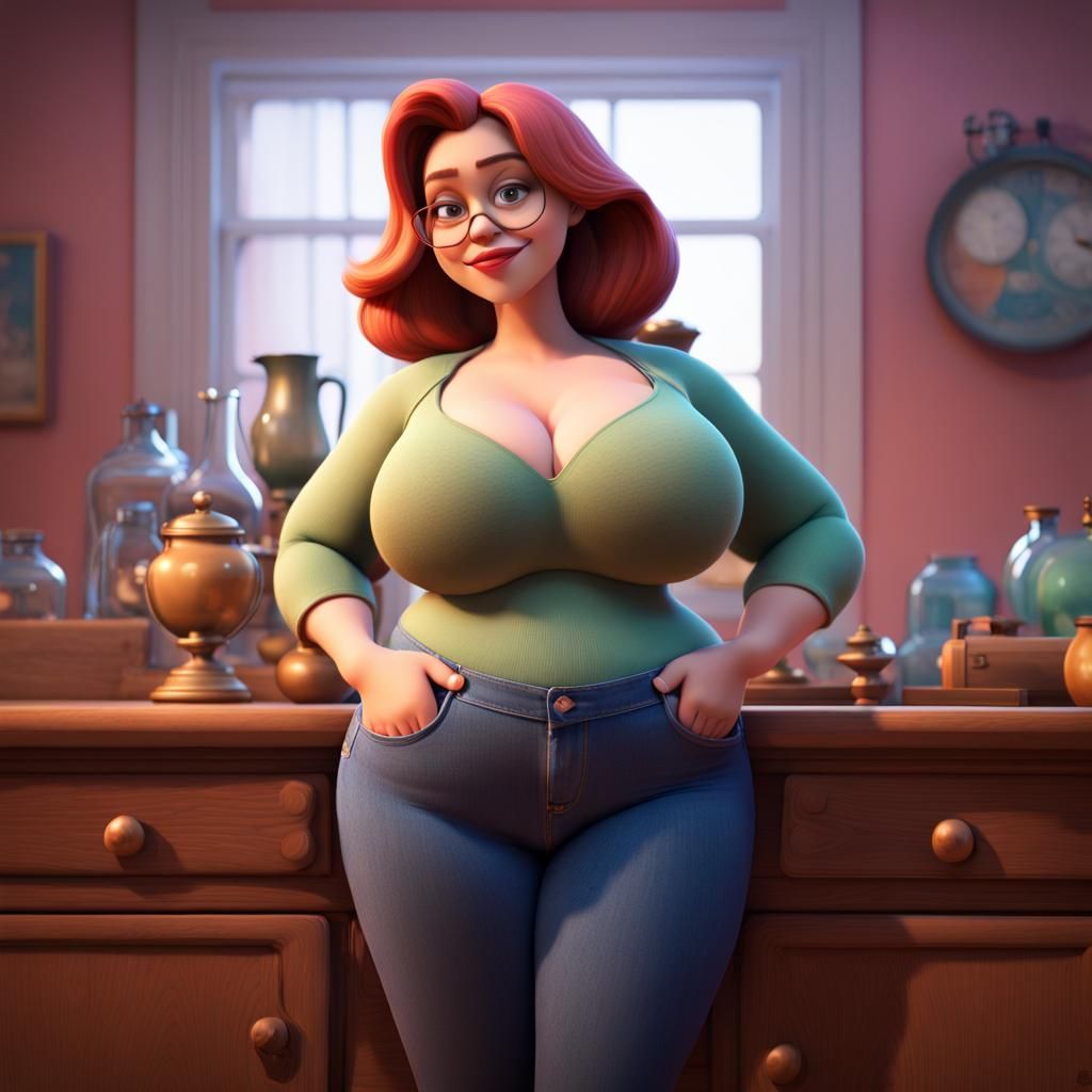 Pixar Mom with Hourglass Figure in 3D Digital Art