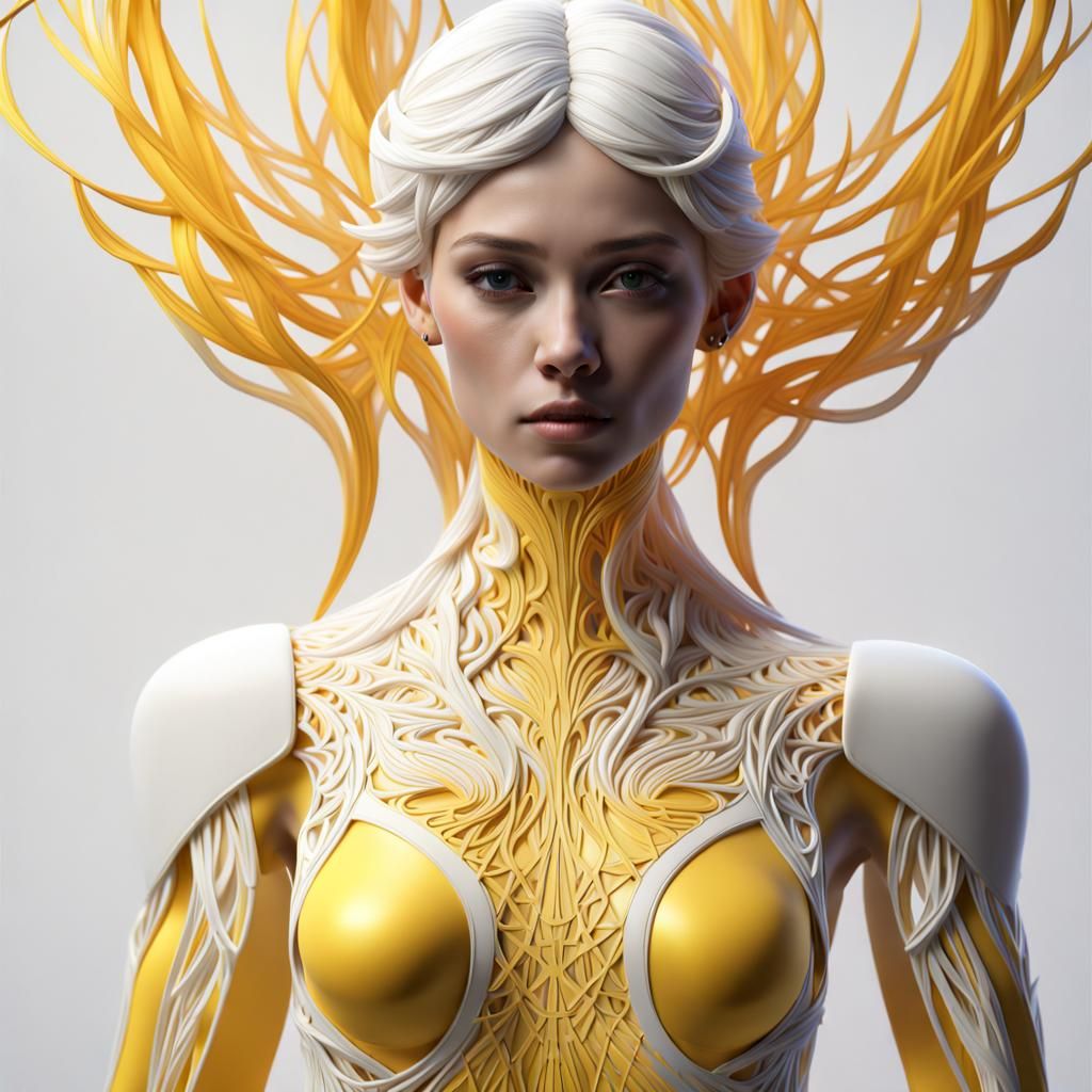 Fantasy Female Figure in Yellow and White Gradient