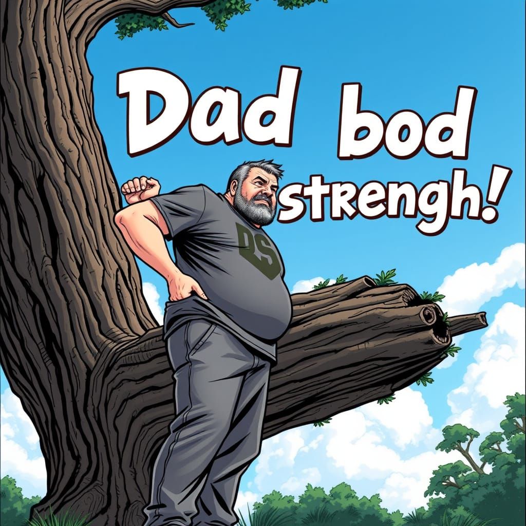 Dad Bod Strength: Middle-Aged Hero Lifts Tree