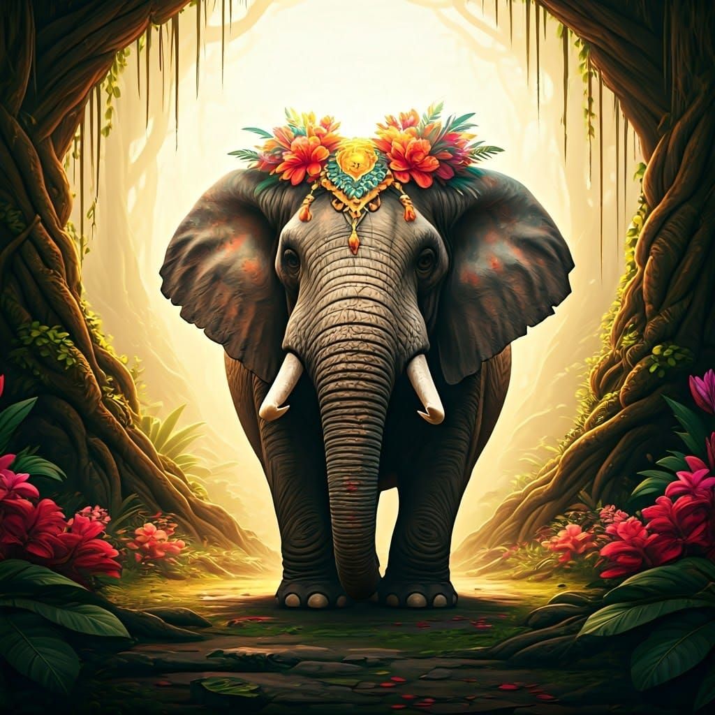 Elephant in Dreamlike Landscape, Fantasy Concept Art