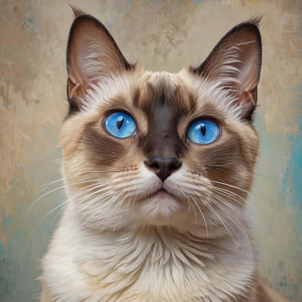 Siamese Cat with Blue Eyes in Abstract Art