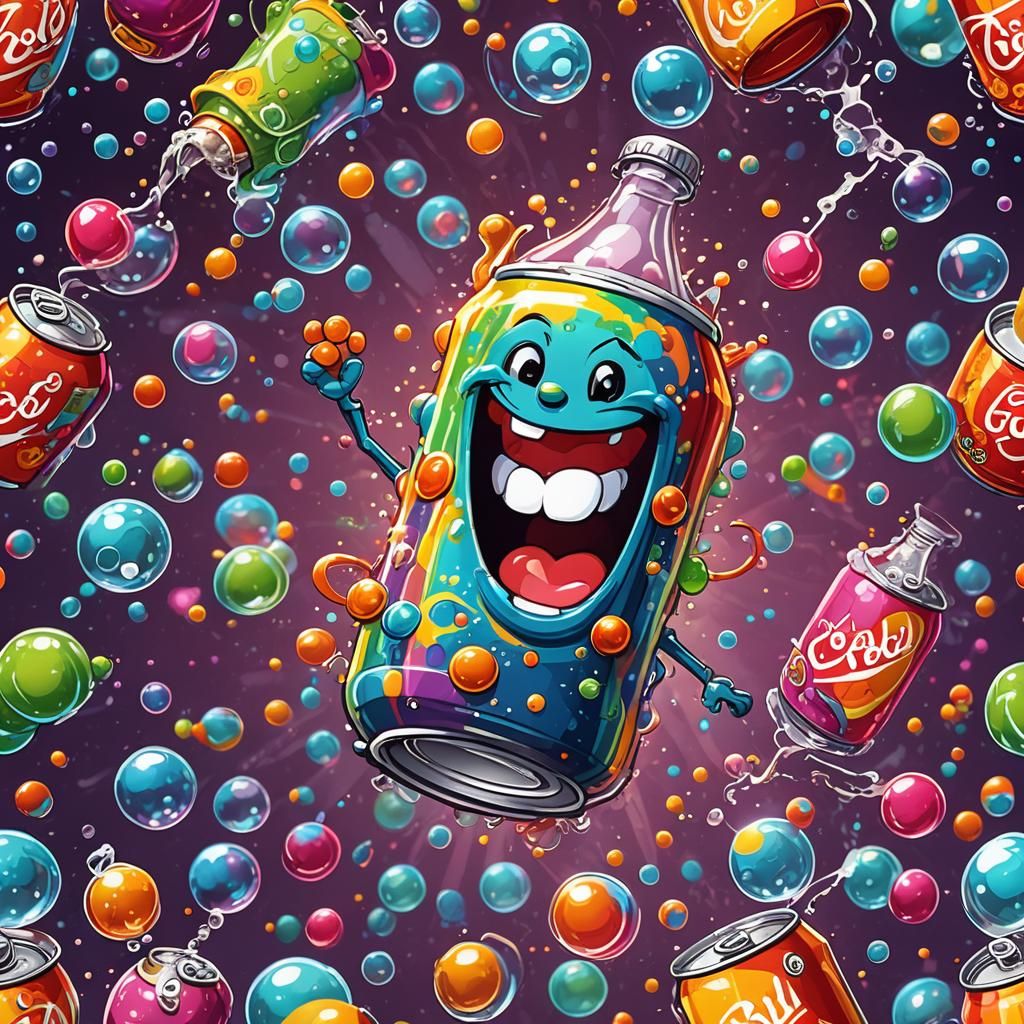 Laughing Soda Can: Whimsical Fantasy Concept Art