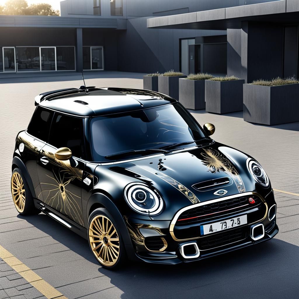 Gloss Black Mini Cooper S with Spider Art