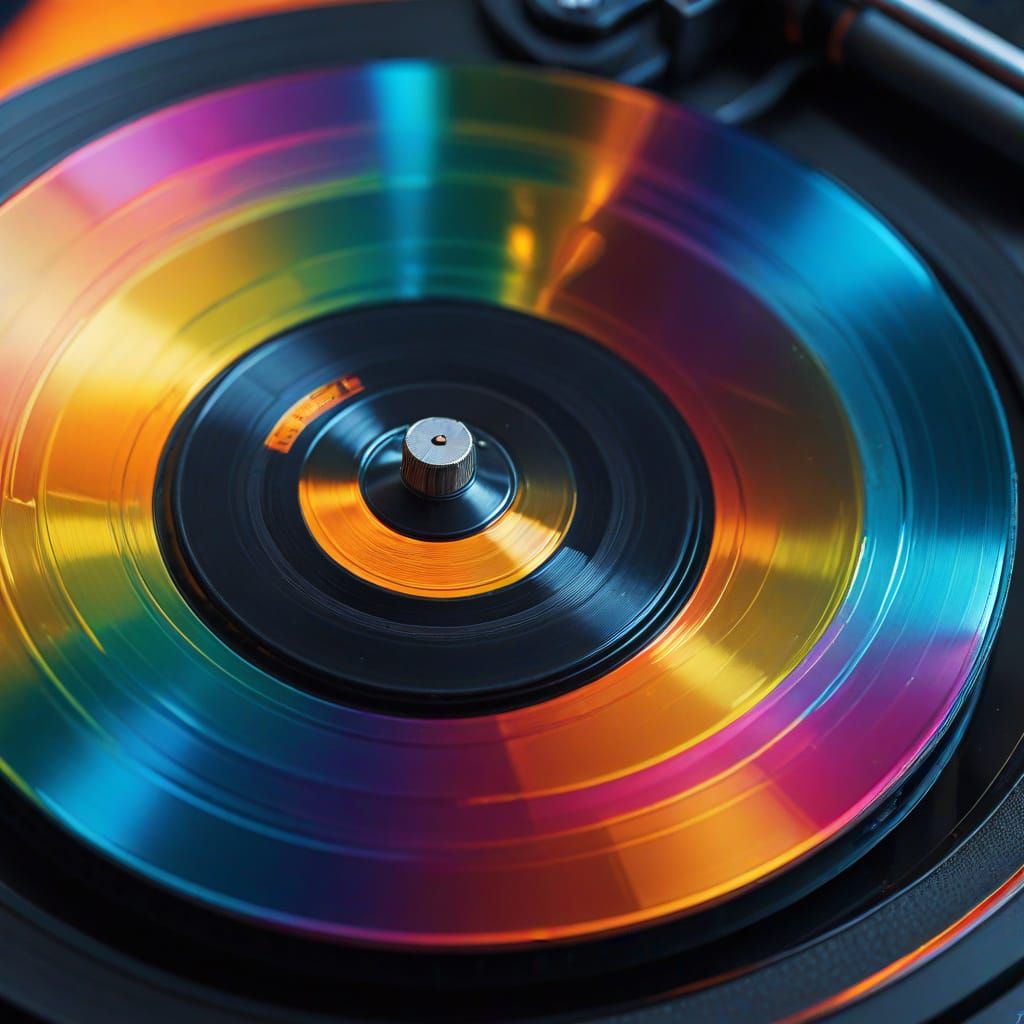 Regard détaillé sur les rainures d'un disque vinyle