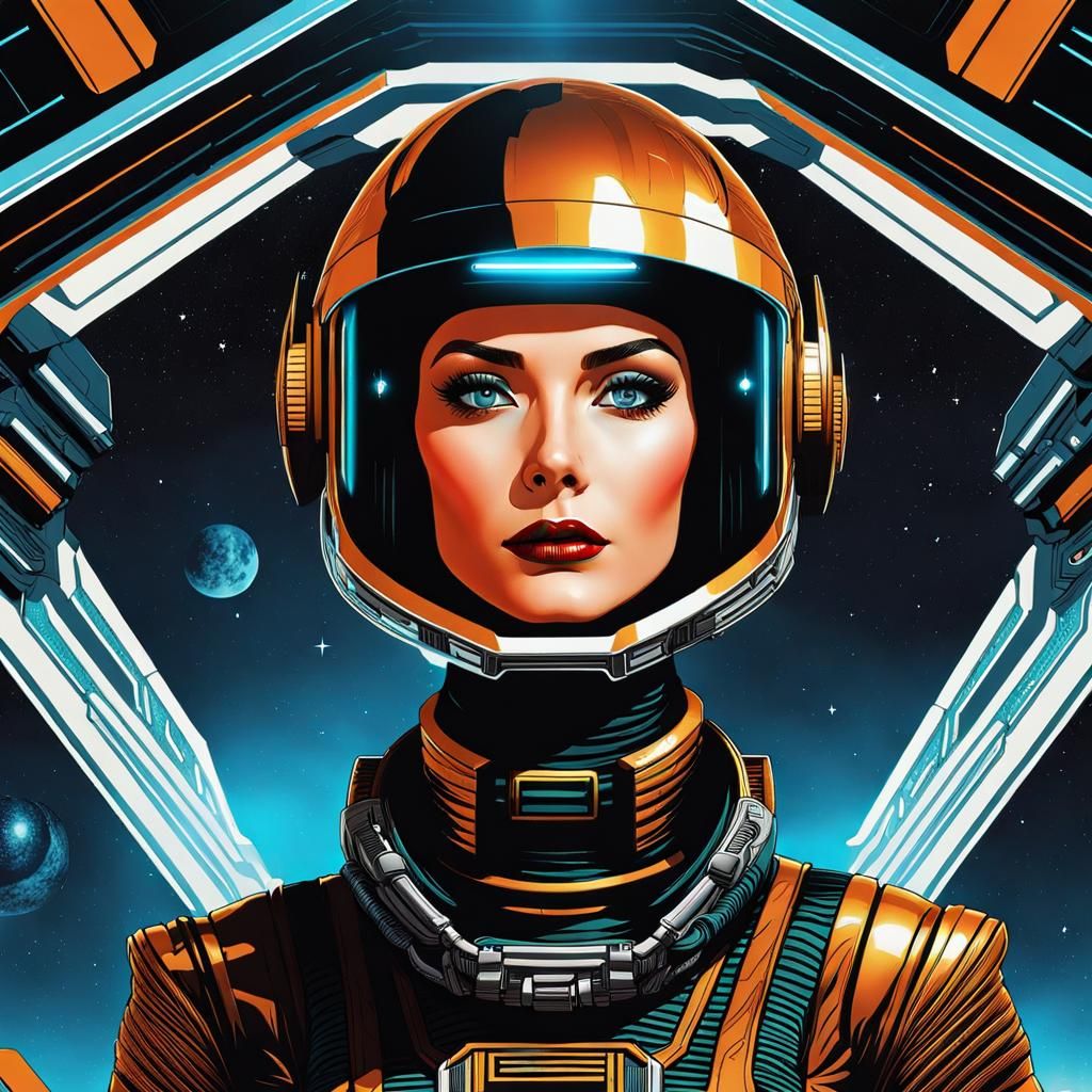 Cyberpunk Space Opera Pilot in Advanced Helmet