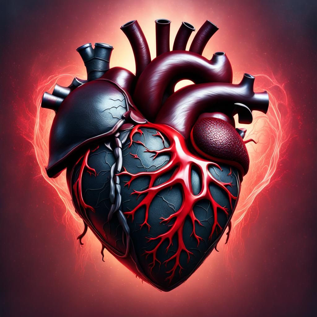 Grunge Human Heart in Detailed Digital Painting