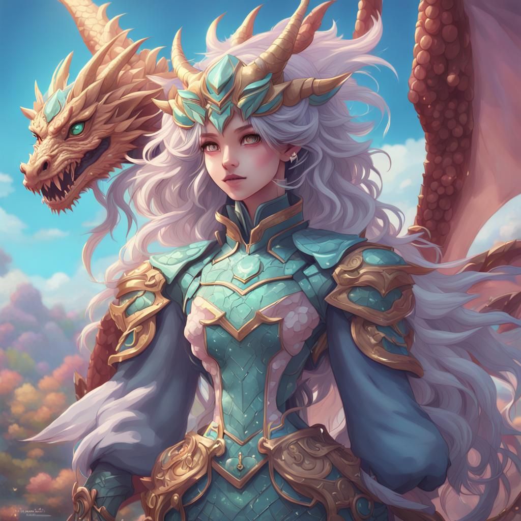 Anime Dragon Woman in Pastel Colors