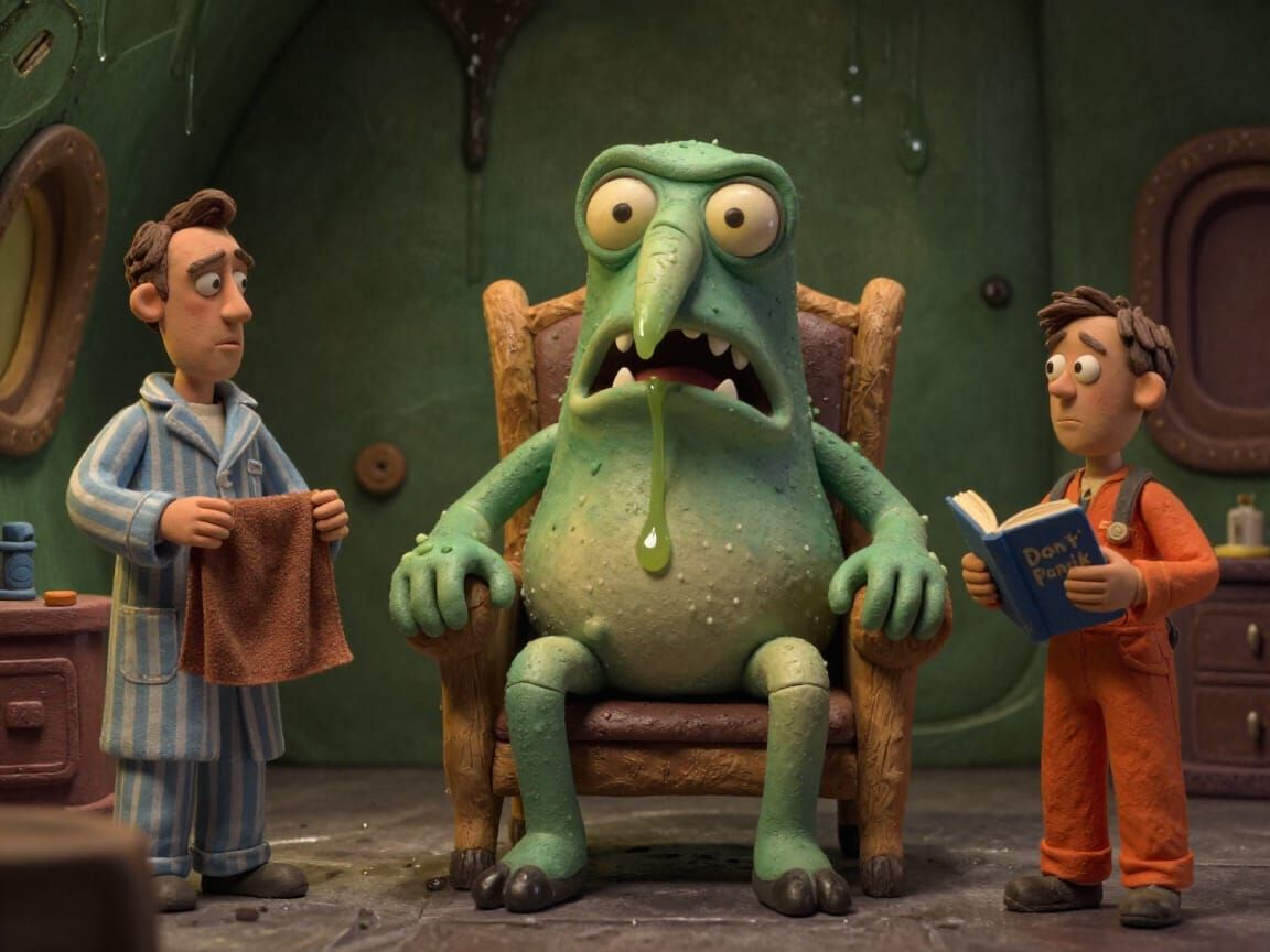 Aardman Style Vogon Alien in Spaceship with Nicolas Cage