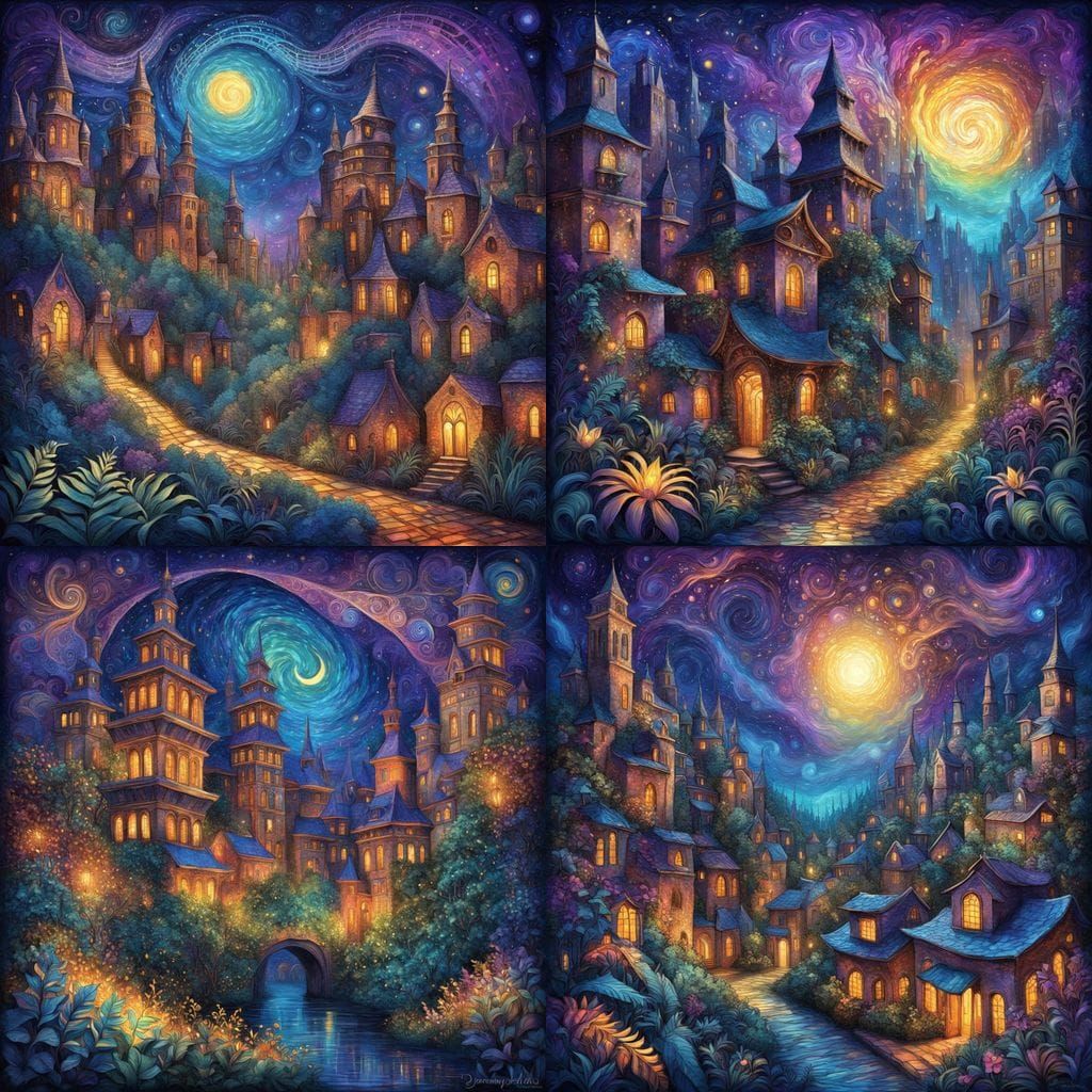 Surreal Urban Jungle Blooms in Vibrant Zentangle Patterns