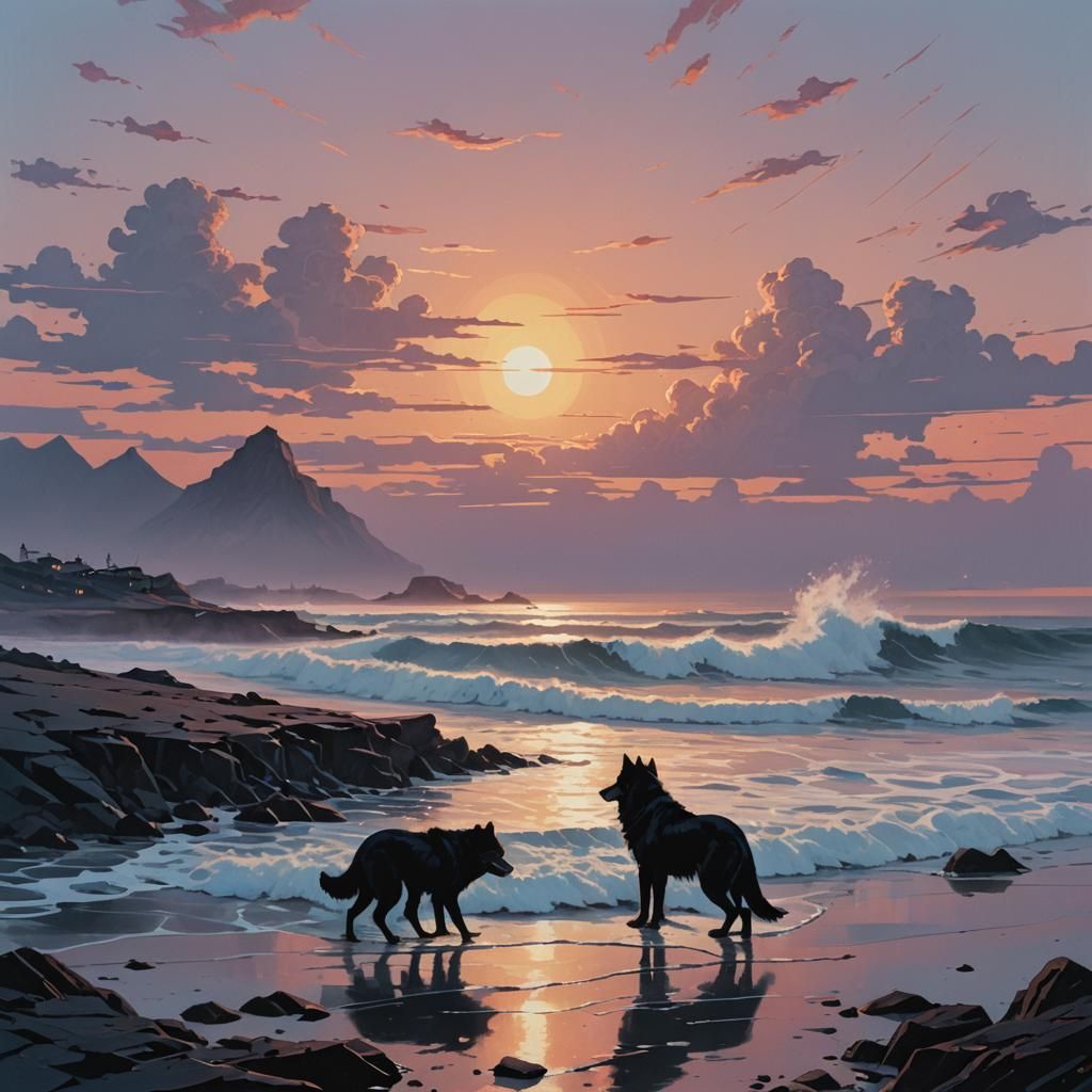 Lycanthrope at Dawn: Gouache Illustration