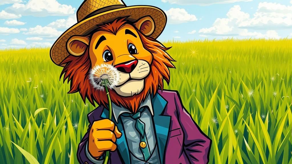 Cartoon Lion Dandy in Graffiti Street Art Style