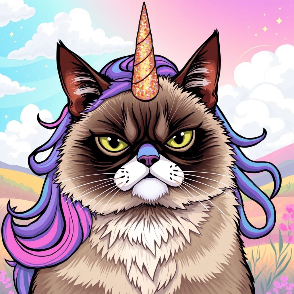 Majestic Feline Queen in Whimsical Landscape